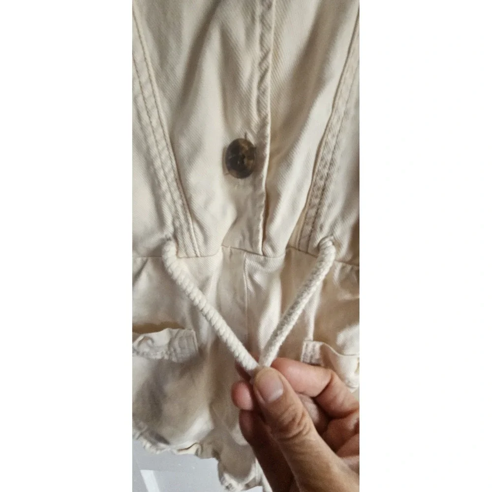 ZARA girl Sz 11-12 safari‎ big pockt ivory romper short sleeves NWOT
